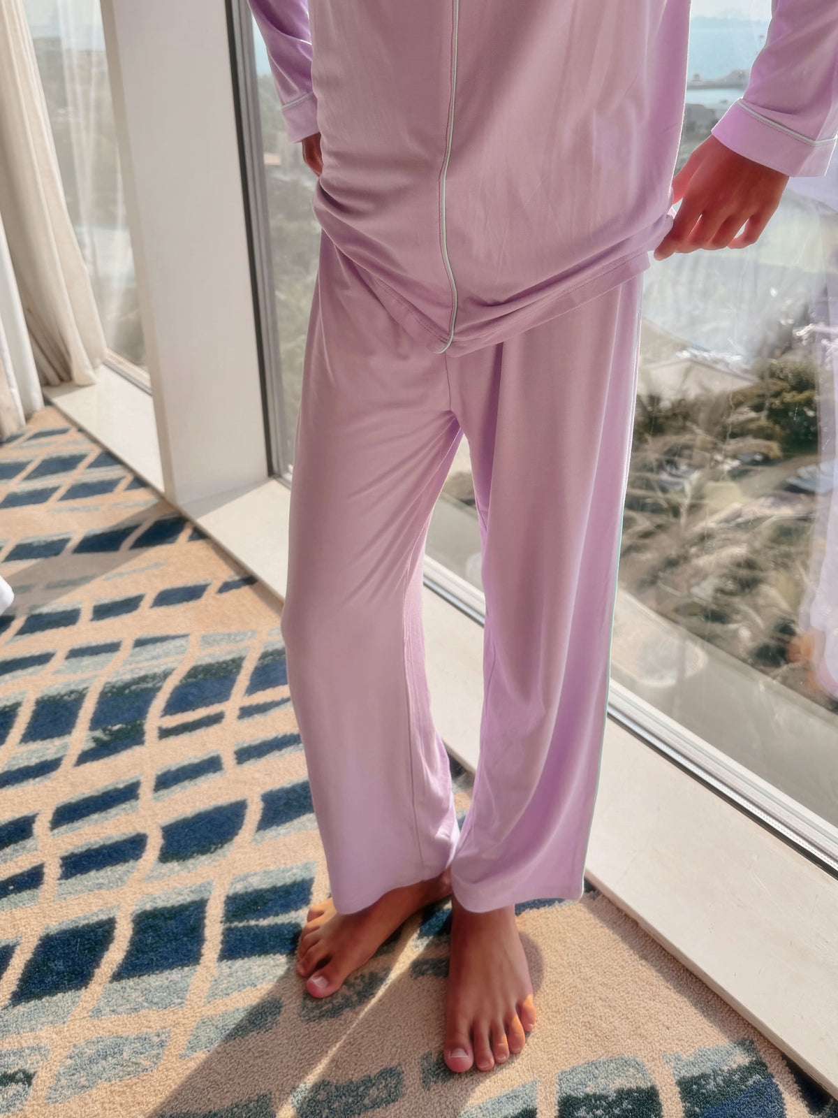 kids bamboo pyjama pants purple plum mint color